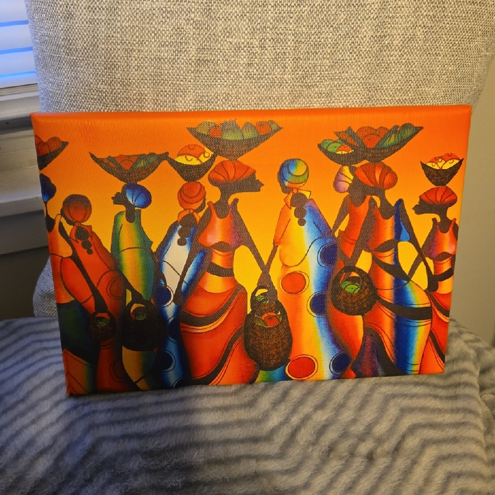 Vibrant Abstract Canvas Art 💙🧡✨️⭐️PRE OWNED ⭐️